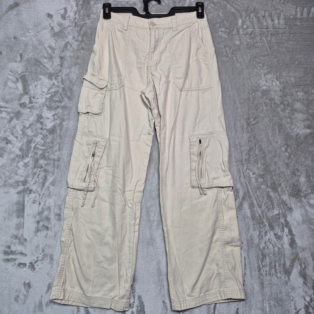Aeropostale Womens Utility Cargo Pants Beige Tan Cotton Straight Leg Size S
